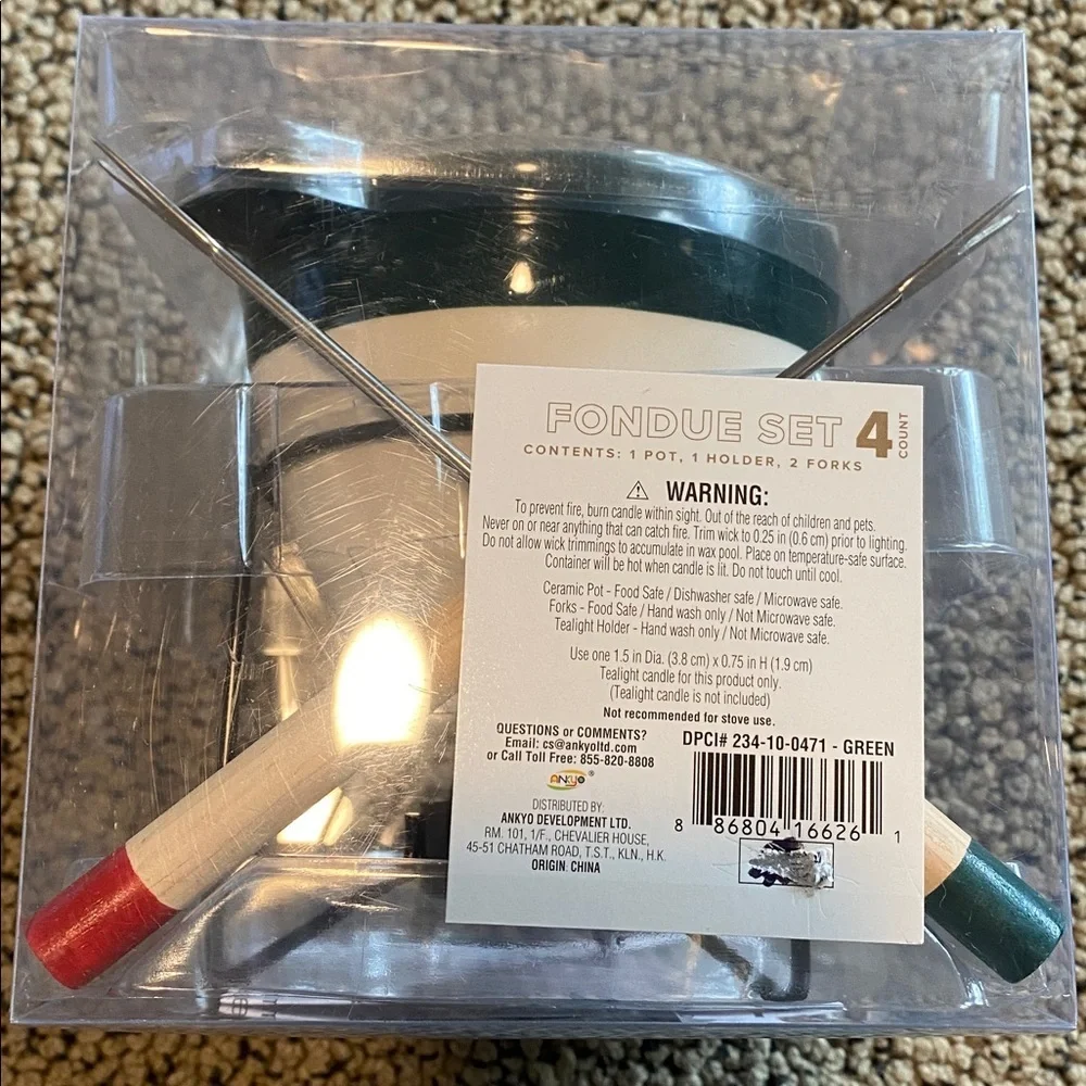 Green and White Mini Fondue Set